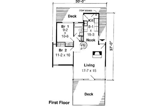 Floor Plan - Main Floor for Contemporary House Plan #312-818 - 3 bed, 2 bath