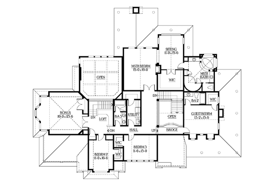 Floor Plan - Upper Floor for Craftsman House Plan #132-510 - 4 bed, 3.5 bath