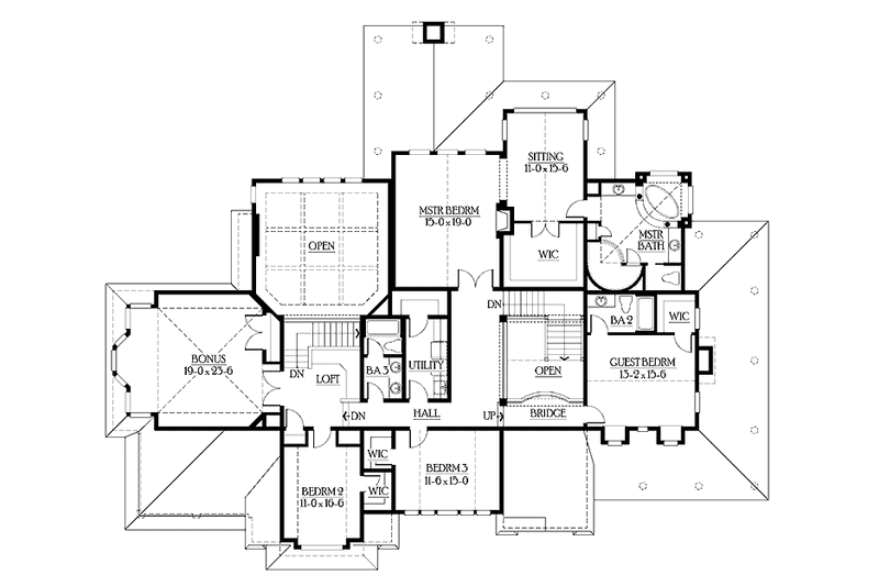 Home Plan - Floor Plan - Upper Floor for Craftsman House Plan #132-510 - 4 bed, 3.5 bath
