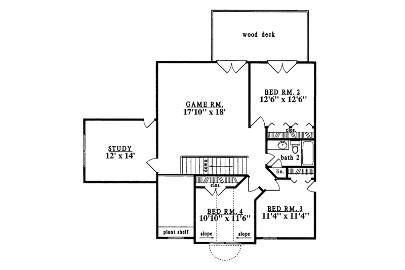 Dream House Plan - Floor Plan - Upper Floor for Country House Plan #42-595 - 4 bed, 2.5 bath