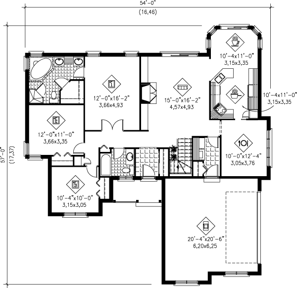 House Plan Design - European Floor Plan - Main Floor Plan #25-131