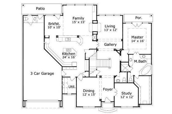 Floor Plan - Main Floor for European House Plan #411-767 - 4 bed, 3.5 bath