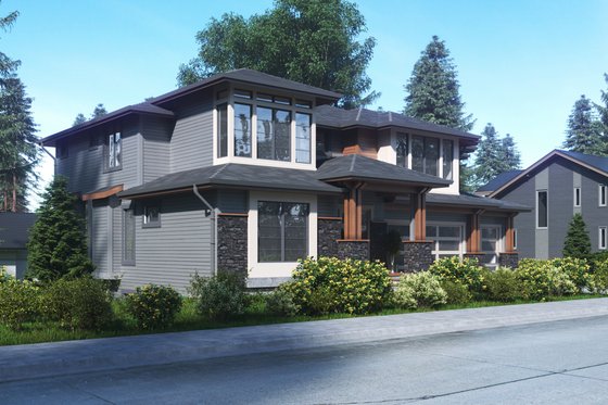 Exterior - Front Elevation 4 for Contemporary House Plan #1066-63 - 5 bed, 4.5 bath