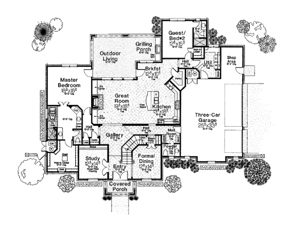 Architectural House Design - Country Floor Plan - Main Floor Plan #310-1249