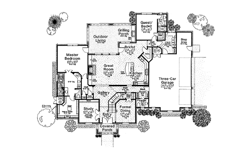 Home Plan - Floor Plan - Main Floor for Country House Plan #310-1249 - 4 bed, 4.5 bath