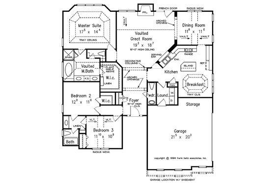 Floor Plan - Main Floor for Mediterranean House Plan #927-62 - 3 bed, 2.5 bath