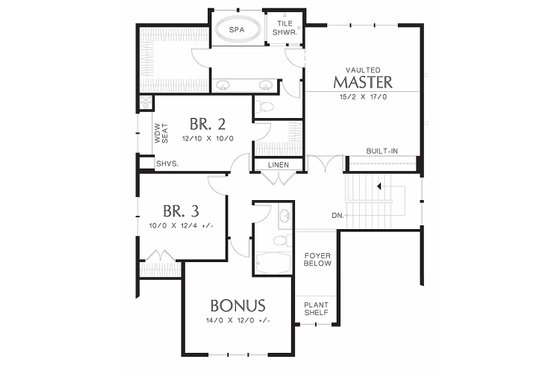 Floor Plan - Upper Floor for Craftsman House Plan #48-458 - 3 bed, 2.5 bath