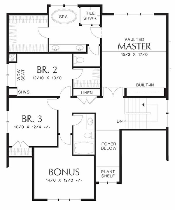 Craftsman Floor Plan - Upper Floor Plan #48-458