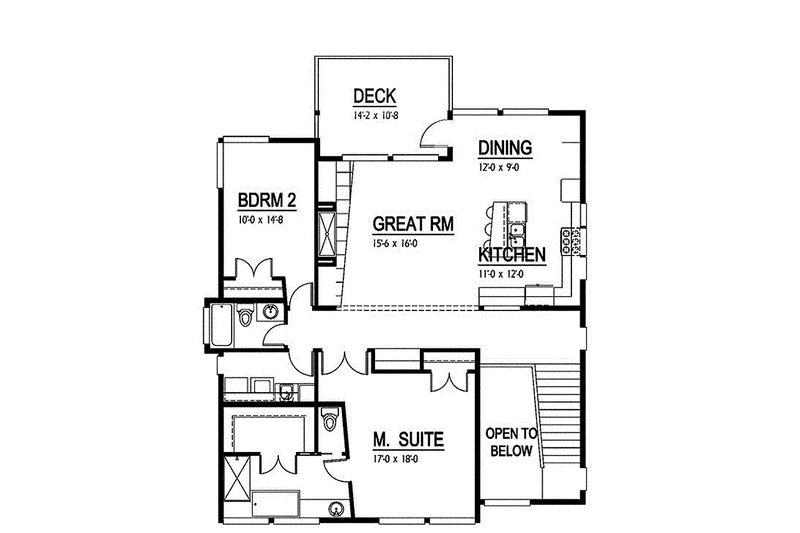 Dream House Plan - Floor Plan - Upper Floor for Contemporary House Plan #569-13 - 3 bed, 3 bath