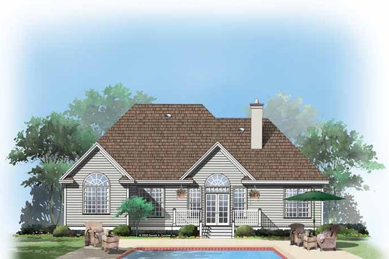 Exterior - Rear Elevation for Ranch House Plan #929-633 - 3 bed, 2 bath