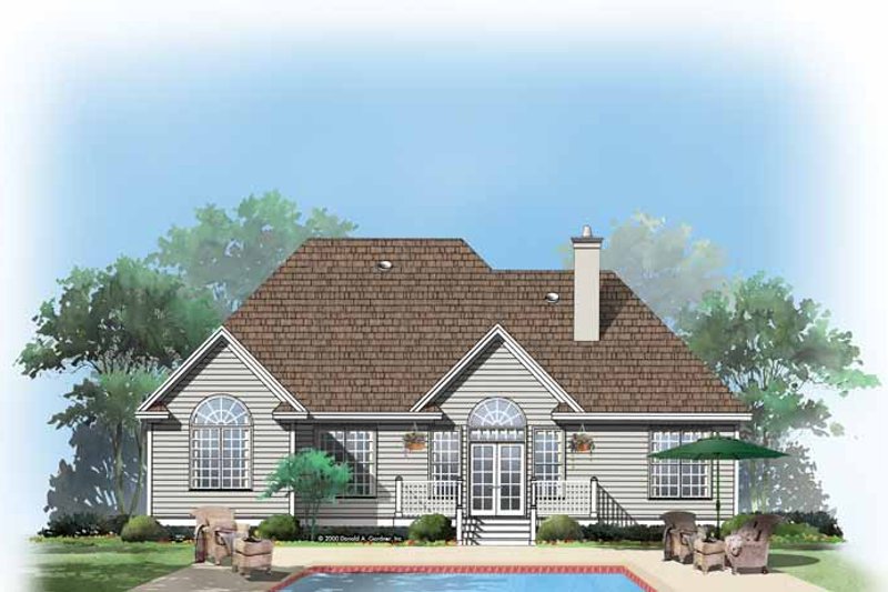 Home Plan - Exterior - Rear Elevation for Ranch House Plan #929-633 - 3 bed, 2 bath
