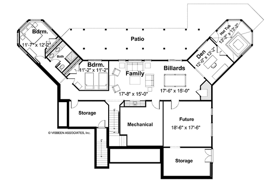 Floor Plan - Lower Floor for European House Plan #928-190 - 2 bed, 2.5 bath