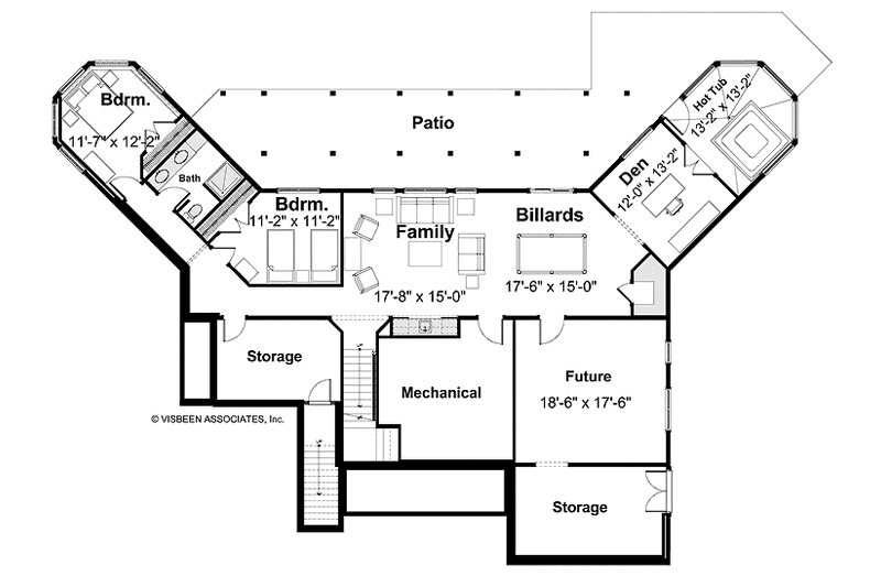 Home Plan - Floor Plan - Lower Floor for European House Plan #928-190 - 2 bed, 2.5 bath