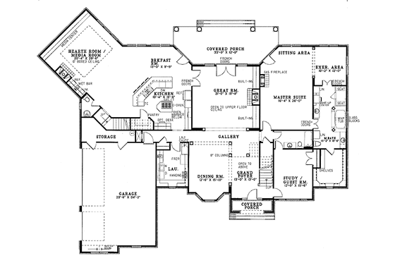 Floor Plan - Main Floor for Traditional House Plan #17-2702 - 5 bed, 4.5 bath