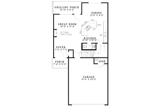 Floor Plan - Main Floor for Traditional House Plan #17-2996 - 3 bed, 2.5 bath