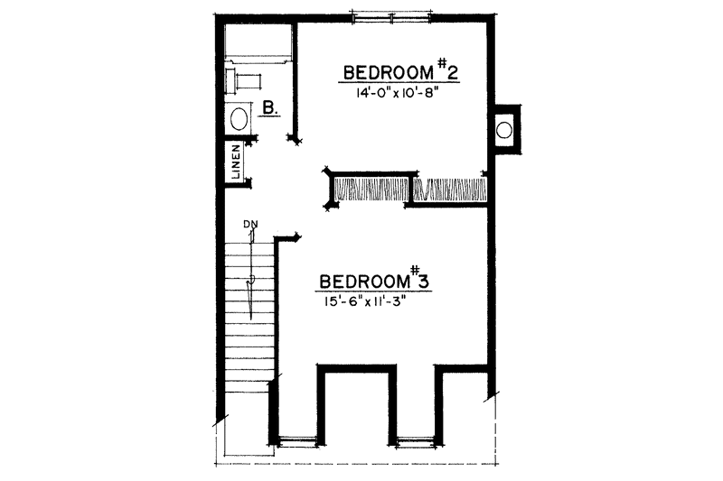 House Blueprint - Floor Plan - Upper Floor for Colonial House Plan #1016-37 - 3 bed, 2.5 bath