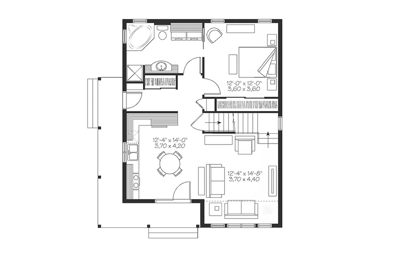 Architectural House Design - Floor Plan - Main Floor for Country House Plan #23-2581 - 1 bed, 1 bath