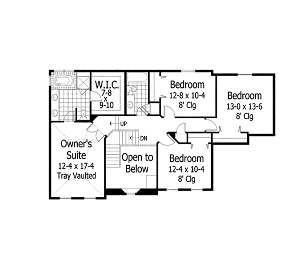 Architectural House Design - Country Floor Plan - Upper Floor Plan #51-1097