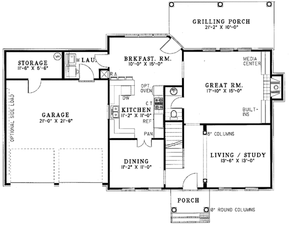 House Plan Design - Classical Floor Plan - Main Floor Plan #17-3044