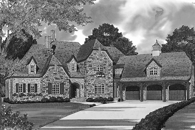 House Blueprint - Exterior - Front Elevation 3 for Country House Plan #453-465 - 4 bed, 3.5 bath