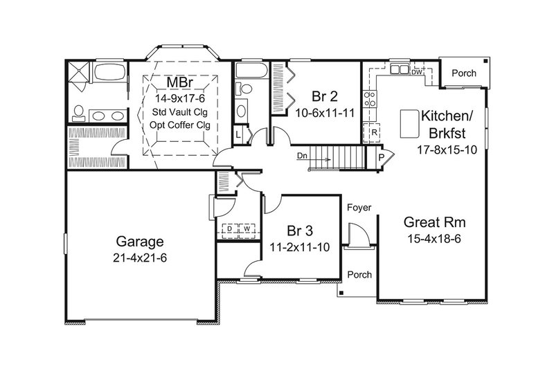 Craftsman Style House Plan - 3 Beds 2 Baths 1624 Sq/Ft Plan #57-657 ...