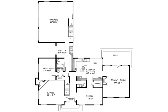 Floor Plan - Main Floor for Colonial House Plan #60-711 - 4 bed, 3 bath
