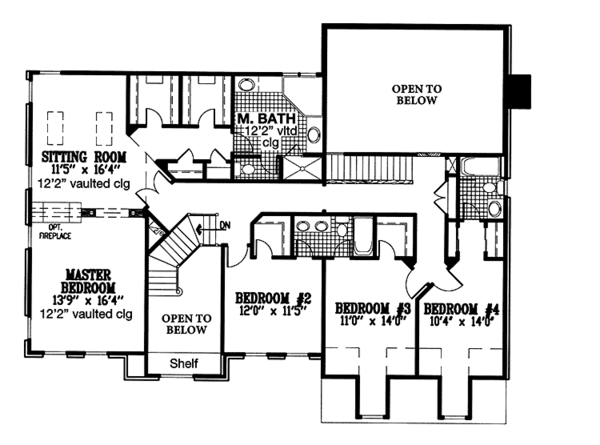 Architectural House Design - Colonial Floor Plan - Upper Floor Plan #953-29