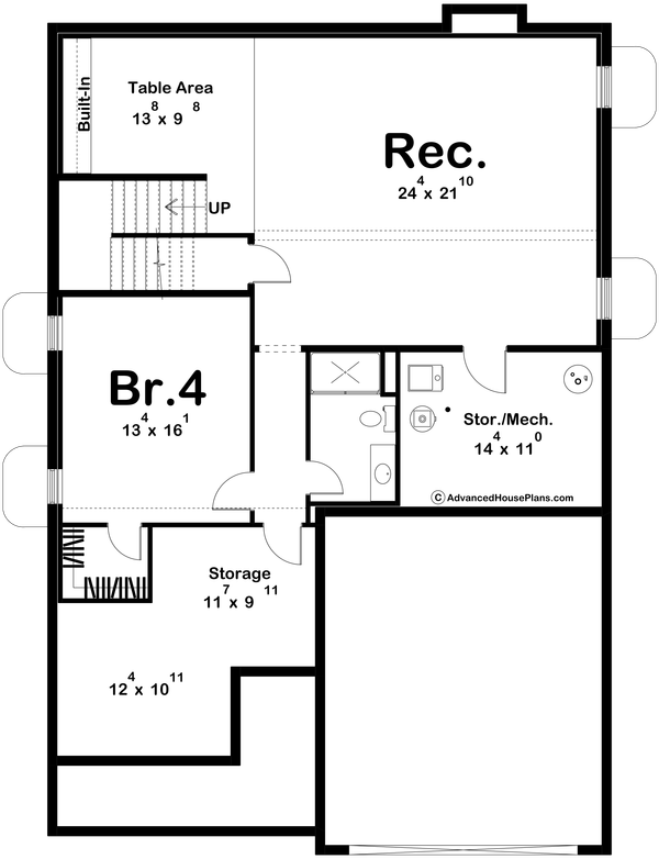 Architectural House Design - Floor Plan - Lower Floor for Farmhouse House Plan #455-772 - 3 bed, 2.5 bath