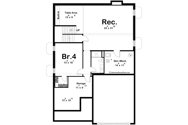 House Blueprint - Floor Plan - Lower Floor for Farmhouse House Plan #455-772 - 3 bed, 2.5 bath