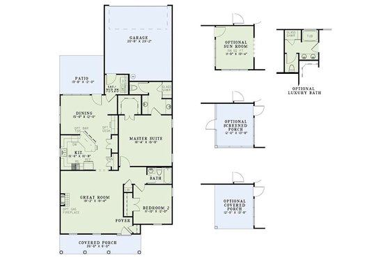 Floor Plan - Main Floor for Traditional House Plan #17-2419 - 2 bed, 2 bath