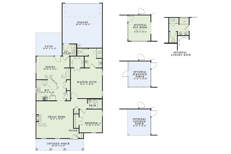 Dream House Plan - Floor Plan - Main Floor for Traditional House Plan #17-2419 - 2 bed, 2 bath