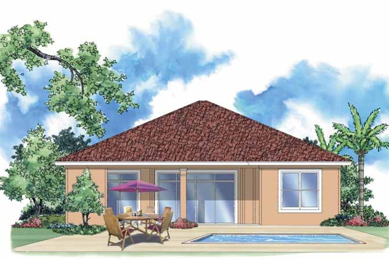Home Plan - Exterior - Rear Elevation for Mediterranean House Plan #930-393 - 2 bed, 2 bath