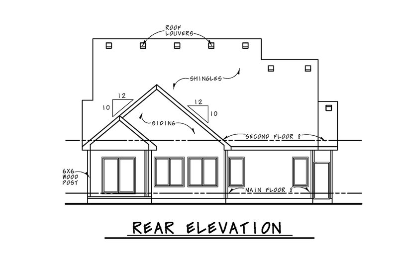 House Blueprint - Exterior - Rear Elevation for Craftsman House Plan #20-2618 - 3 bed, 2.5 bath