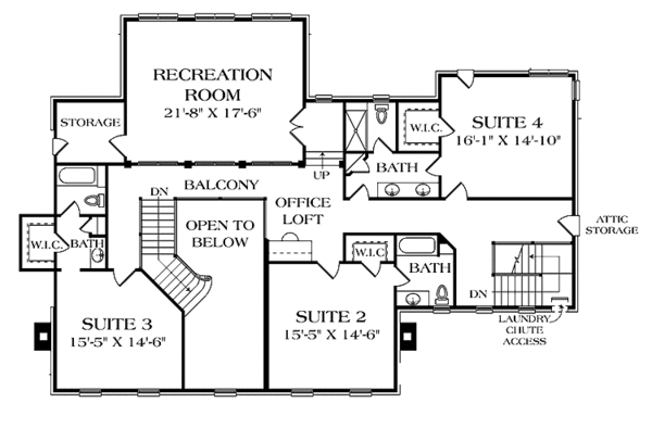 Home Plan - Colonial Floor Plan - Upper Floor Plan #453-591
