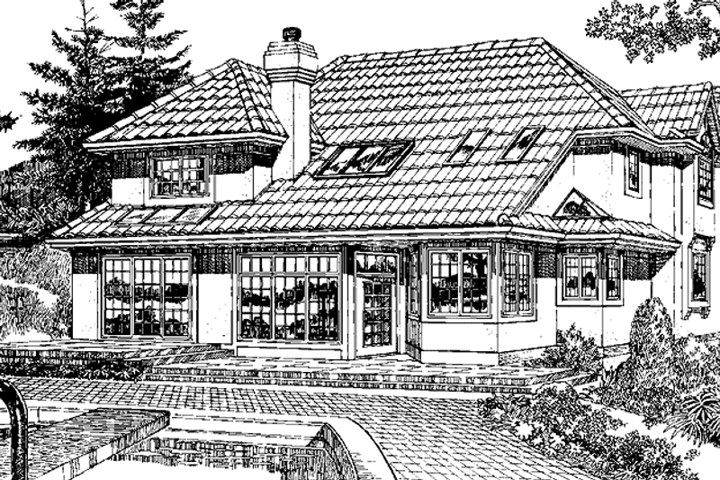Dream House Plan - Exterior - Rear Elevation for Mediterranean House Plan #47-748 - 3 bed, 2.5 bath