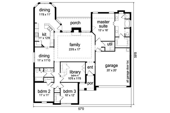 Floor Plan - Main Floor for Traditional House Plan #84-627 - 3 bed, 2 bath