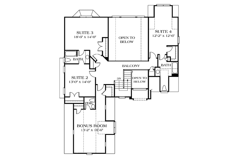 Architectural House Design - Floor Plan - Upper Floor for Traditional House Plan #453-120 - 4 bed, 3.5 bath
