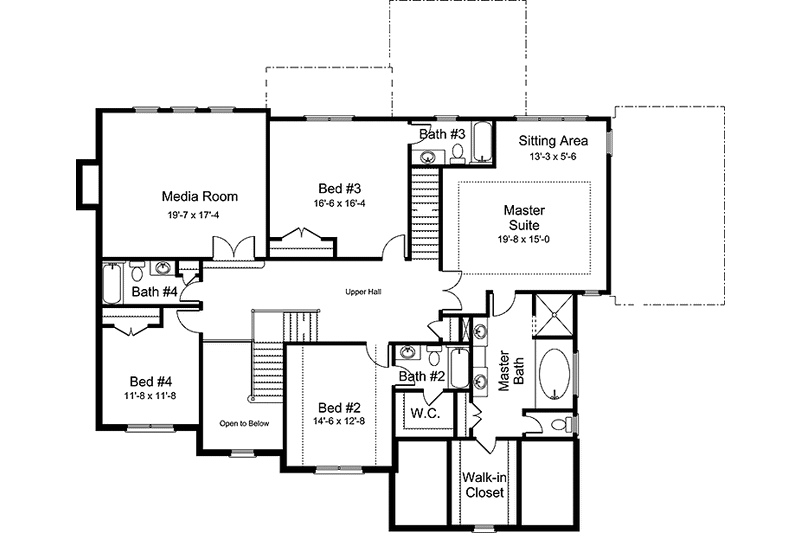 Home Plan - Floor Plan - Upper Floor for European House Plan #994-31 - 5 bed, 5.5 bath