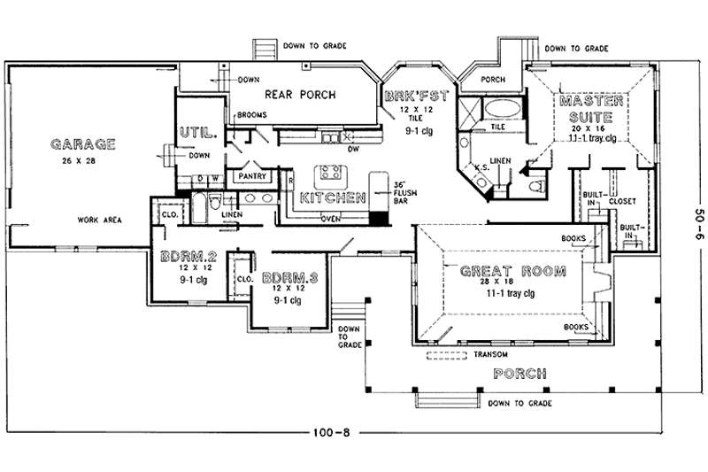 Architectural House Design - Floor Plan - Main Floor for Country House Plan #974-28 - 3 bed, 2 bath