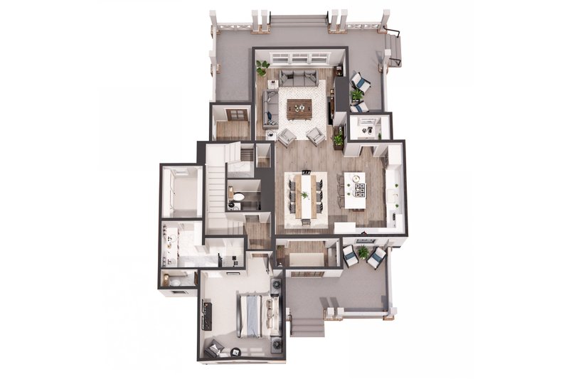 House Blueprint - Floor Plan - Main Floor 1 for Farmhouse House Plan #51-1268 - 3 bed, 3.5 bath