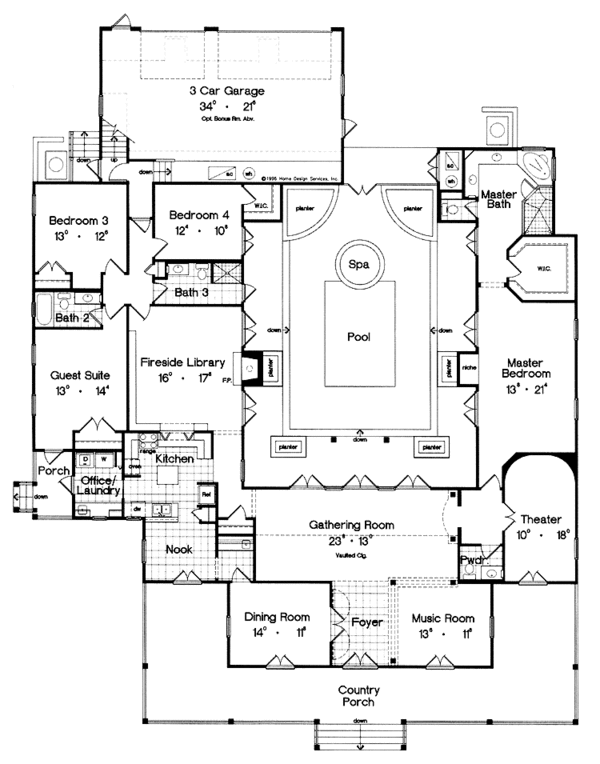 Architectural House Design - Mediterranean Floor Plan - Main Floor Plan #417-687