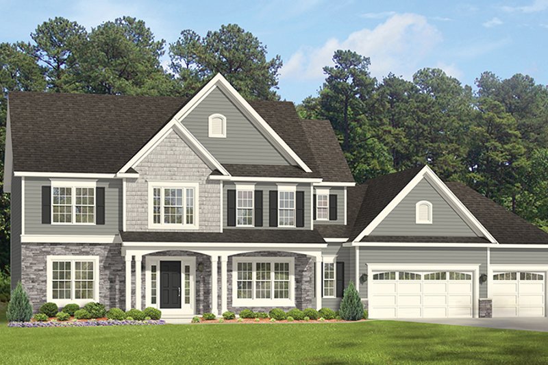 Architectural House Design - Exterior - Front Elevation 4 for Colonial House Plan #1010-162 - 4 bed, 2.5 bath