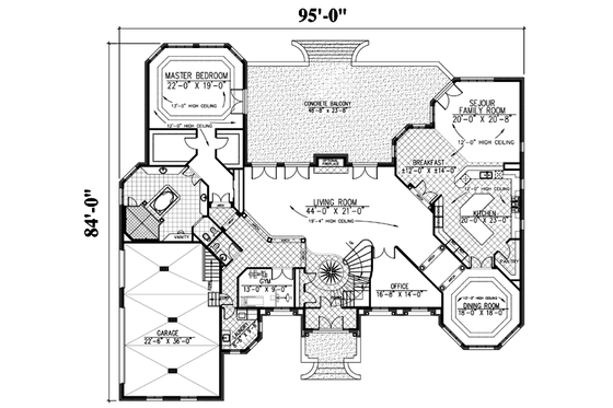 Floor Plan - Main Floor for European House Plan #138-222 - 4 bed, 3.5 bath