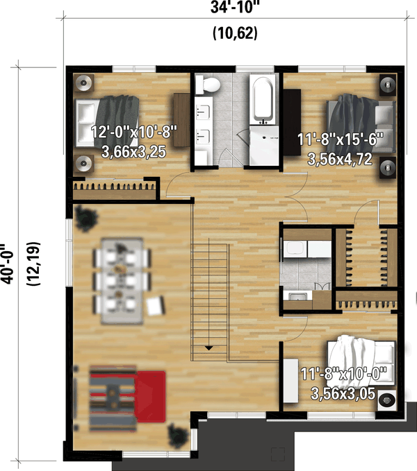 House Plan Design - Contemporary Floor Plan - Upper Floor Plan #25-4913