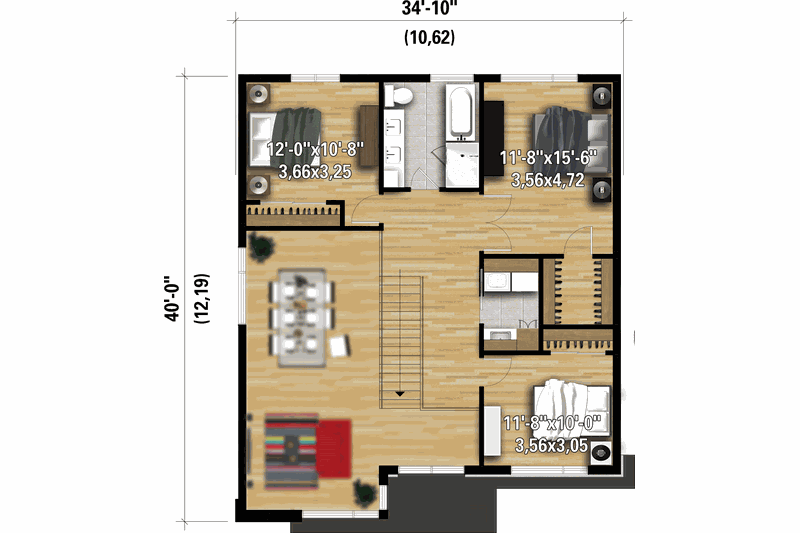 Dream House Plan - Floor Plan - Upper Floor for Contemporary House Plan #25-4913 - 3 bed, 1.5 bath