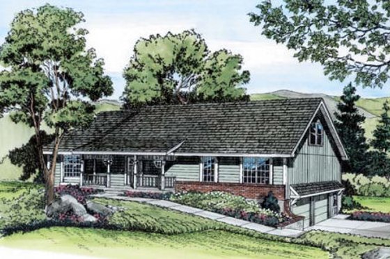 Exterior - Front Elevation for Ranch House Plan #312-289 - 4 bed, 2.5 bath