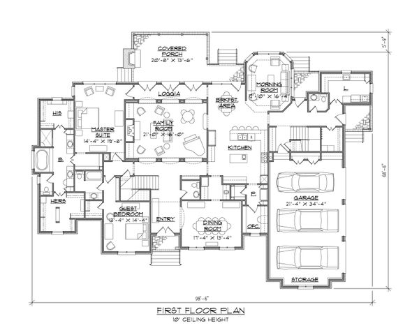 Dream House Plan - European Floor Plan - Main Floor Plan #1054-56