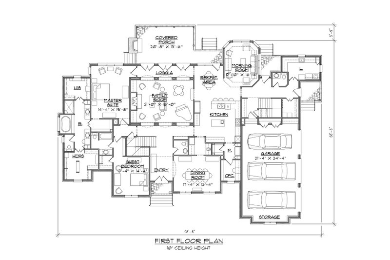 Dream House Plan - Floor Plan - Main Floor for European House Plan #1054-56 - 5 bed, 4.5 bath
