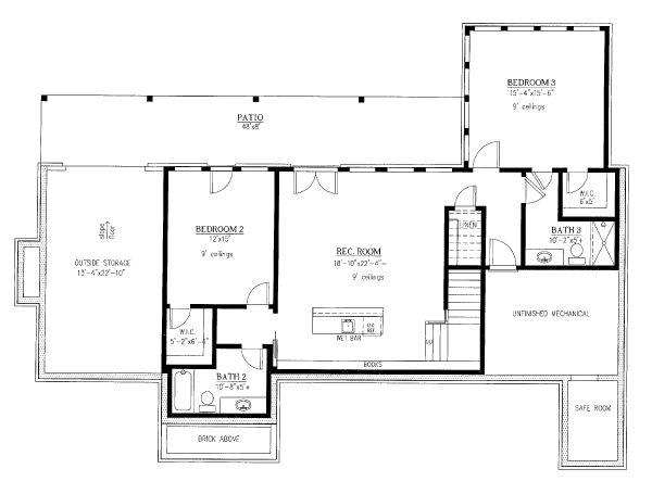 Craftsman Floor Plan - Lower Floor Plan #437-112