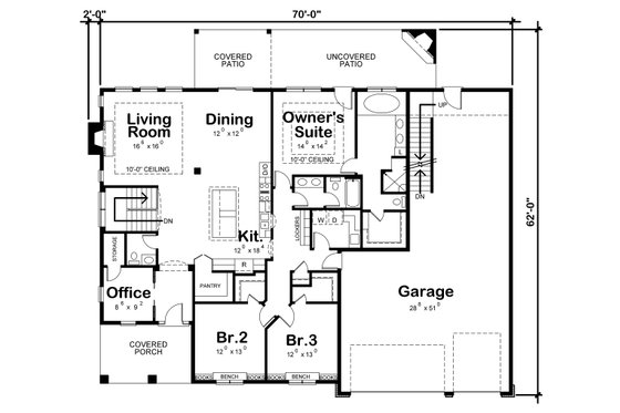 Floor Plan - Main Floor for Traditional House Plan #20-2344 - 3 bed, 2.5 bath